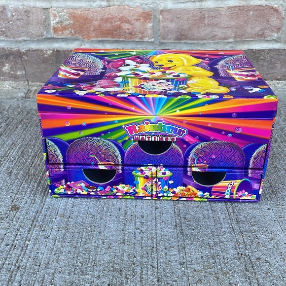 Lisa Frank Vtg Rainbow Matinee Treasure Jewelry Box Lift Lid 3 Drawers Mirror - Picture 2 of 5